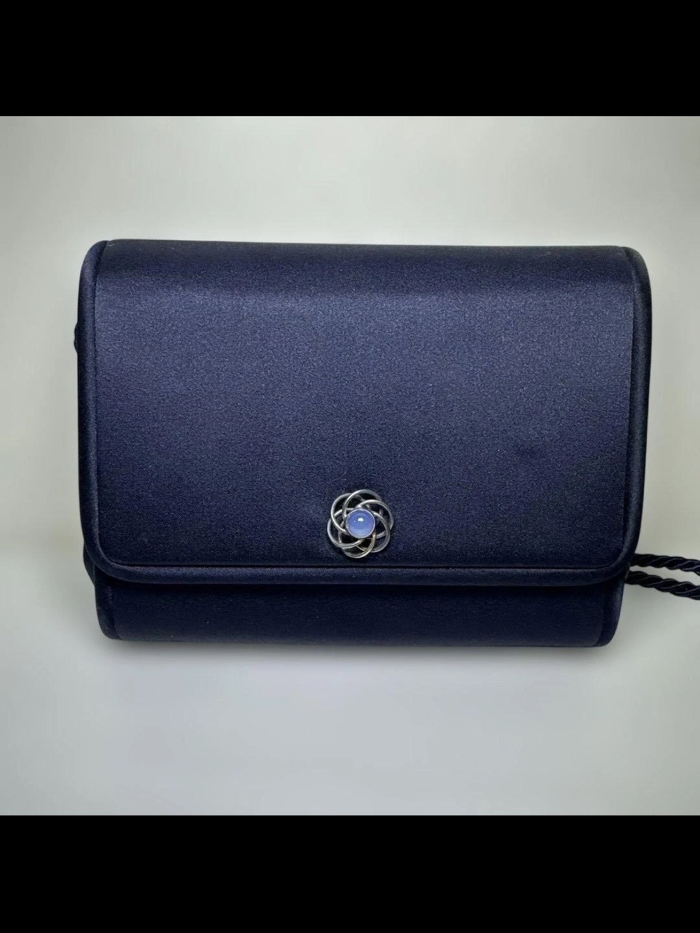 Gucci Navy Mini Crossbody with Floral Metal Accent